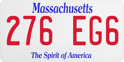 MA license plate 276EG6
