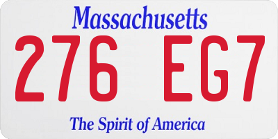 MA license plate 276EG7