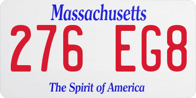 MA license plate 276EG8