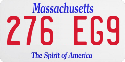 MA license plate 276EG9