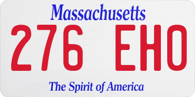 MA license plate 276EH0