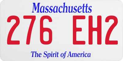 MA license plate 276EH2