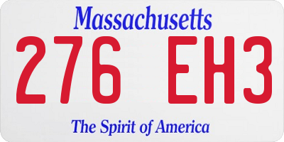 MA license plate 276EH3