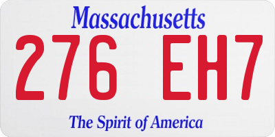 MA license plate 276EH7