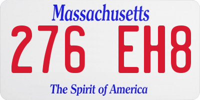 MA license plate 276EH8