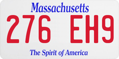 MA license plate 276EH9