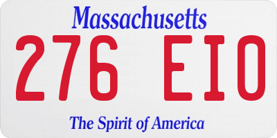 MA license plate 276EI0
