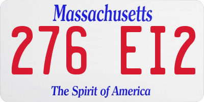 MA license plate 276EI2