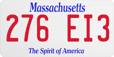 MA license plate 276EI3