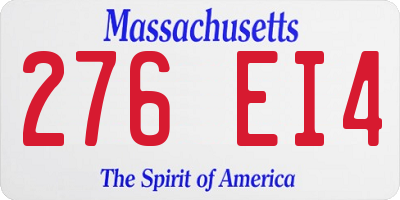 MA license plate 276EI4