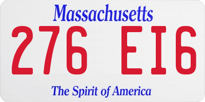 MA license plate 276EI6