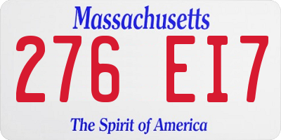 MA license plate 276EI7