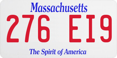 MA license plate 276EI9