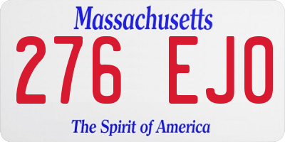 MA license plate 276EJ0