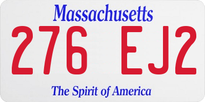 MA license plate 276EJ2