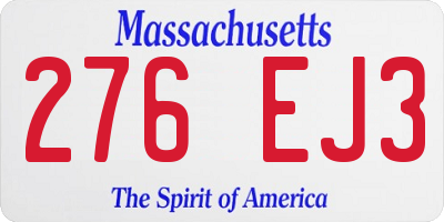 MA license plate 276EJ3