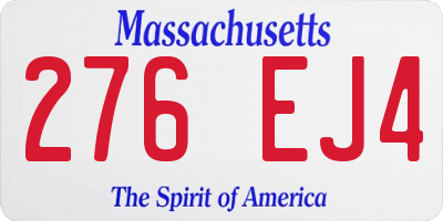 MA license plate 276EJ4