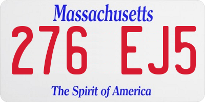 MA license plate 276EJ5
