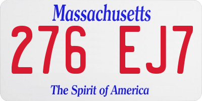 MA license plate 276EJ7