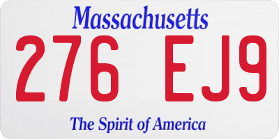 MA license plate 276EJ9