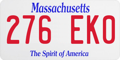 MA license plate 276EK0