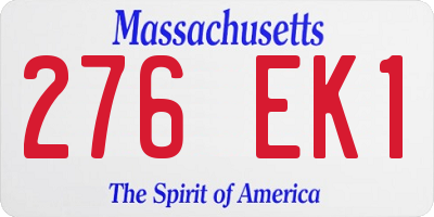 MA license plate 276EK1