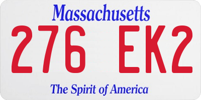 MA license plate 276EK2