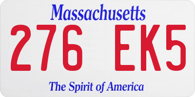 MA license plate 276EK5