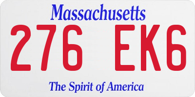 MA license plate 276EK6