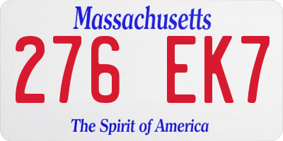 MA license plate 276EK7