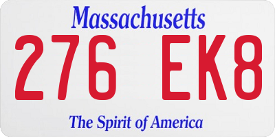 MA license plate 276EK8
