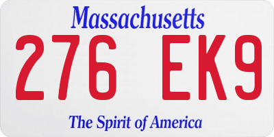 MA license plate 276EK9