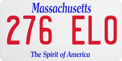 MA license plate 276EL0