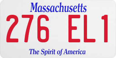 MA license plate 276EL1