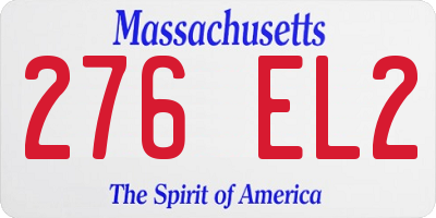 MA license plate 276EL2