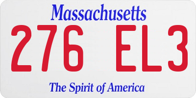 MA license plate 276EL3