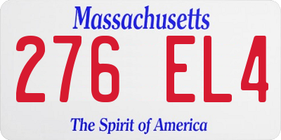 MA license plate 276EL4