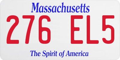 MA license plate 276EL5