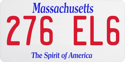 MA license plate 276EL6