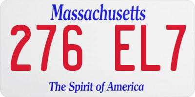 MA license plate 276EL7
