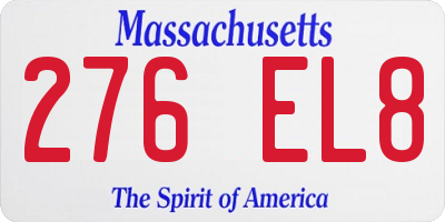 MA license plate 276EL8
