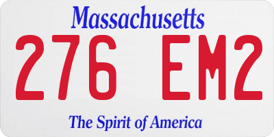 MA license plate 276EM2