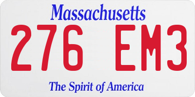 MA license plate 276EM3