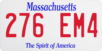 MA license plate 276EM4