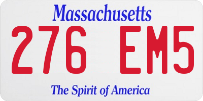 MA license plate 276EM5