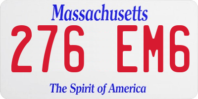 MA license plate 276EM6