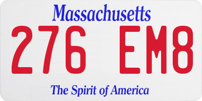 MA license plate 276EM8