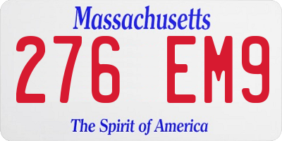 MA license plate 276EM9