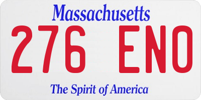 MA license plate 276EN0
