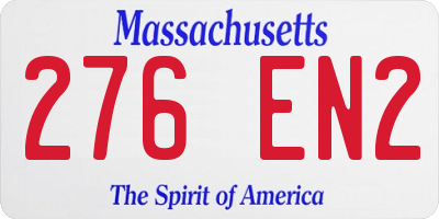 MA license plate 276EN2